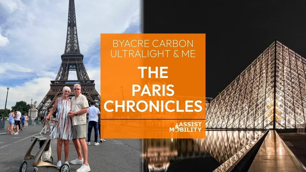 Julie's Paris Hero Image about her byACRE Ultralight Rollator in Paris