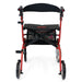 Drive Nitro rollator in red with backrest from behind displaying seat