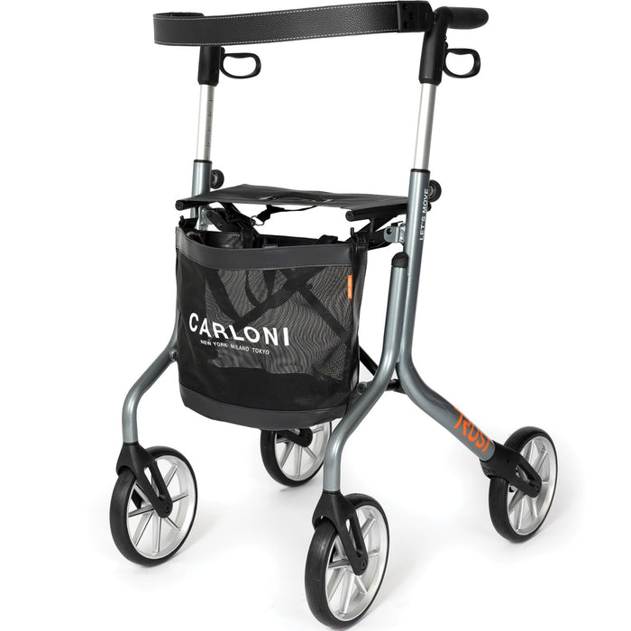 Trust Care Lets Move rollator with Carloni back which comes as standard complete with the rollator.