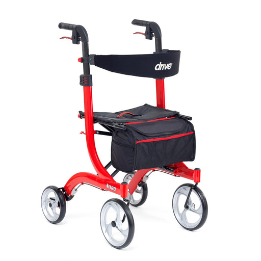 Drive Nitro rollator in red with backrest and bag