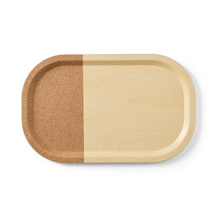 Scandinavian Butler tray with cork side section for non slip transportation