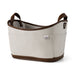Scandinavian Butler basket in muted soft grey tones with leatherette trim