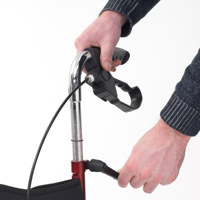 Close up of the handle heigh being adjusted on a Drive Triwalker
