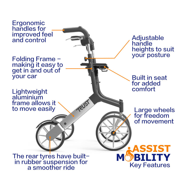 Trust Care Letss Go out Rollator - Key Features | Assist Mobility 
