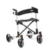 Black and silver rollator with backrest fitted