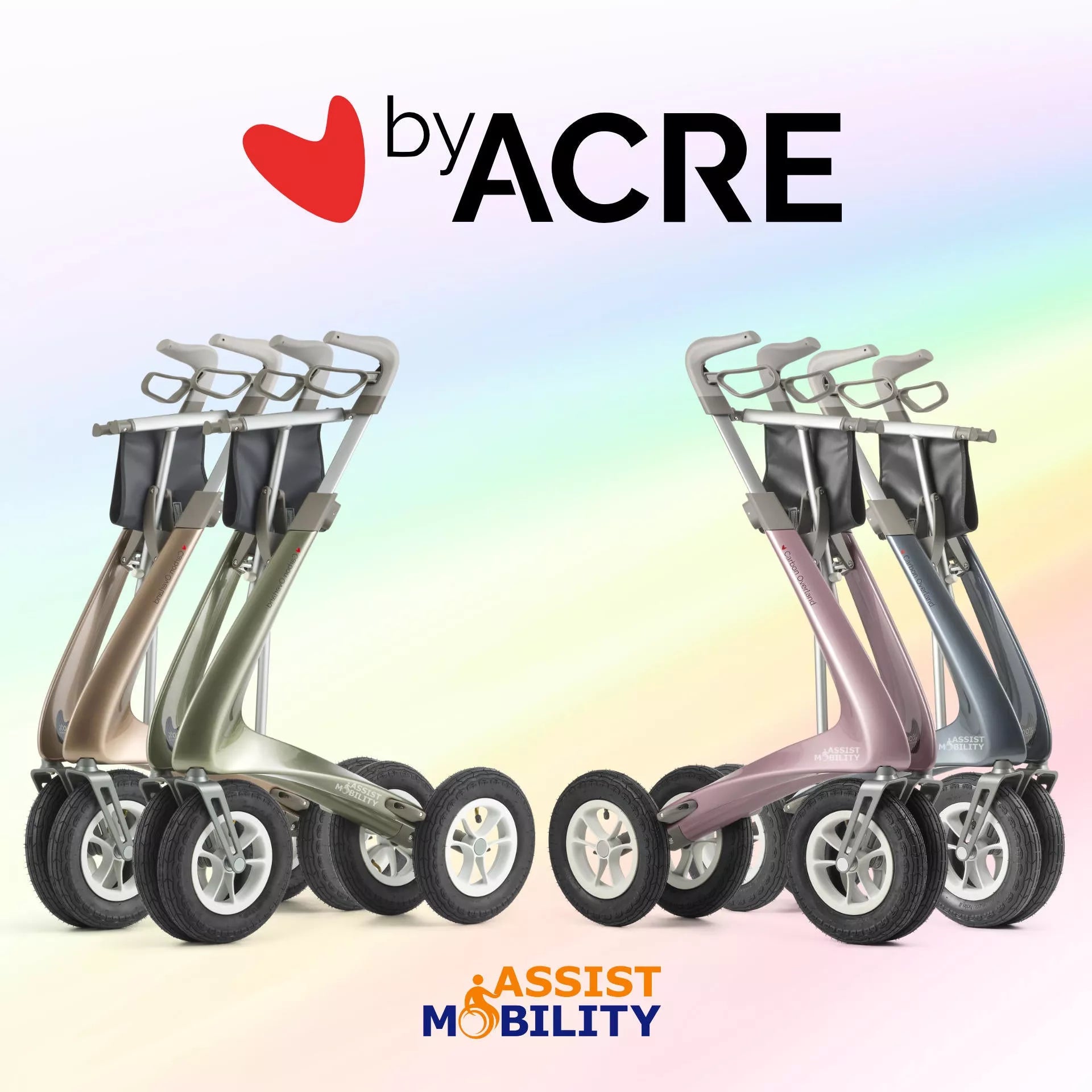 The four colours of the byACRE Carbon Overland Offroad Rollator