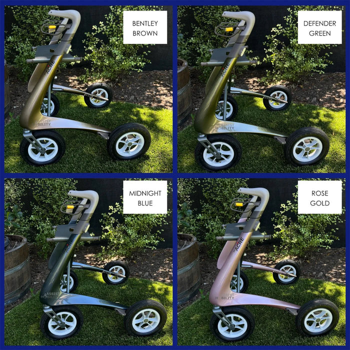 The Colours of the byACRE Carbon Overland rollator in real life
