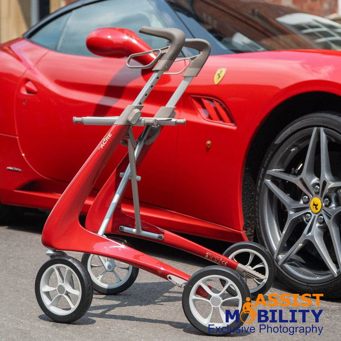 byACRE Ultralight Rollator in Red in Windsor next to a Ferrari