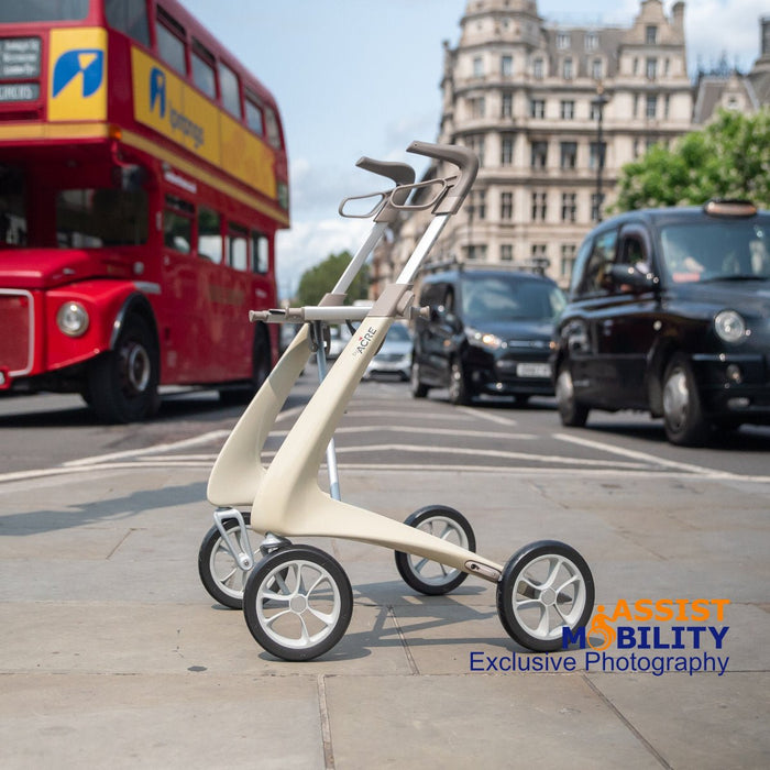 A white byACRE Ultralight between a London taxi and double decker bus