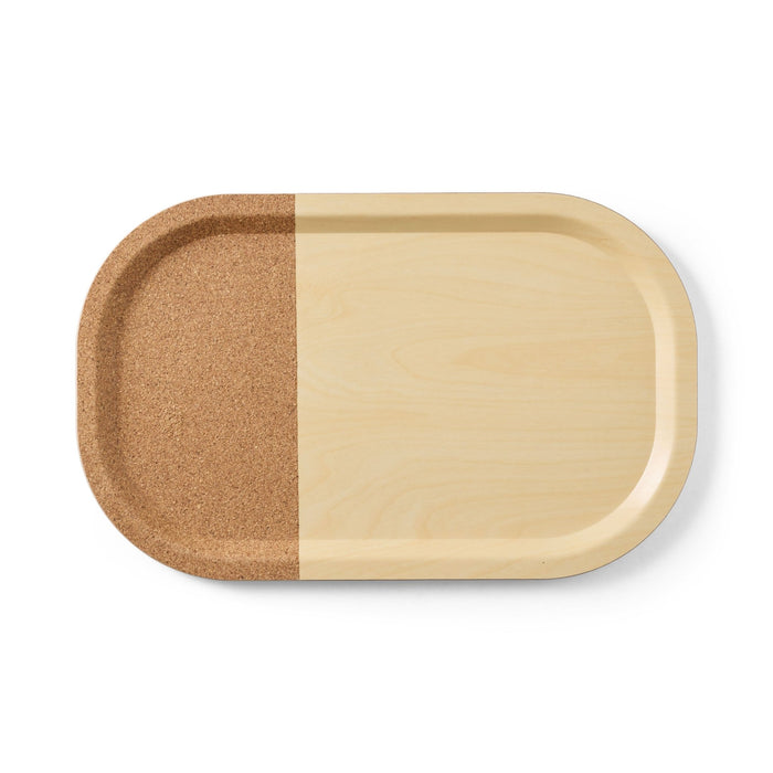 Scandinavian Butler tray with cork side section for non slip transportation