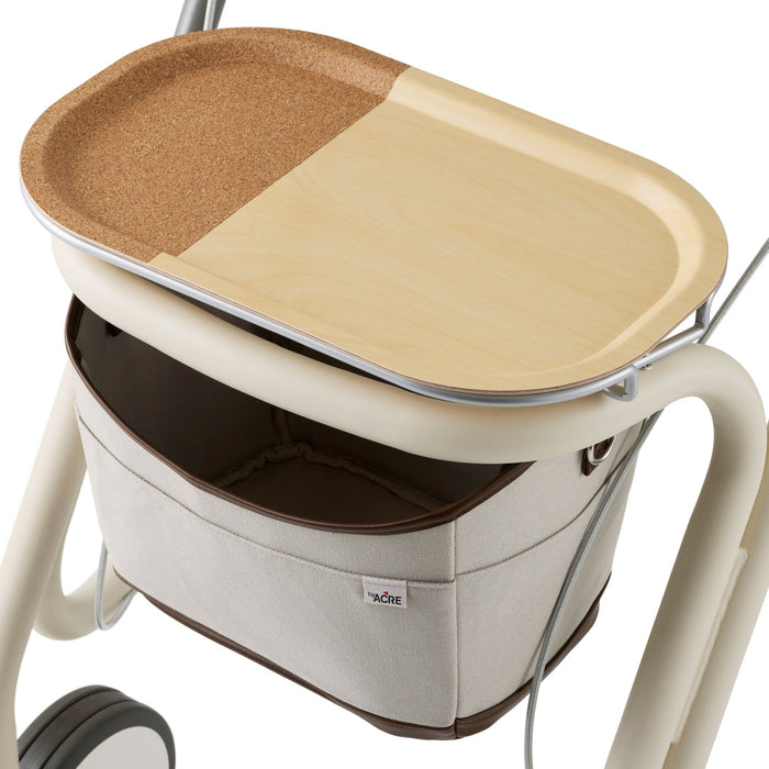 Scandinavian Butler indoor walker showing spacious tray and basket
