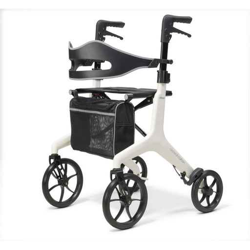 Drive AeroWalk Carbon rollator with backrest and bag fitted