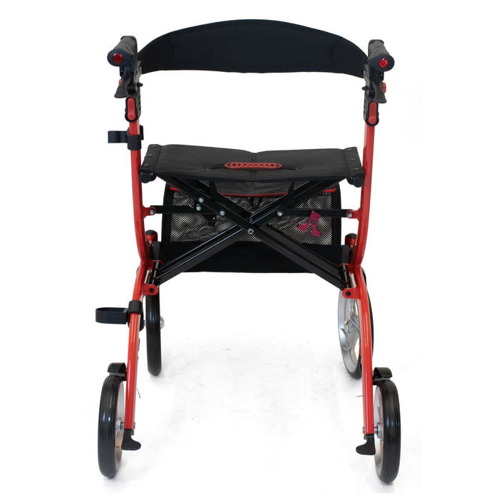Drive Nitro rollator in red with backrest from behind displaying seat