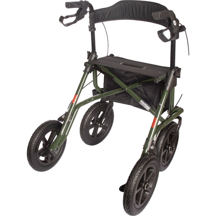 Drive Torro rollator in green from behind showing seat