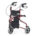 Drive Triwalker in red showing bag, seat and backrest