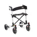 Black and silver rollator with backrest fitted