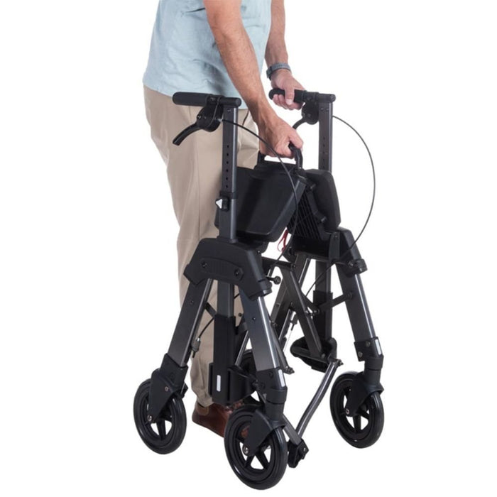 Gentelnab folding the EZ Fold N Go HD Bariatric rollator easily