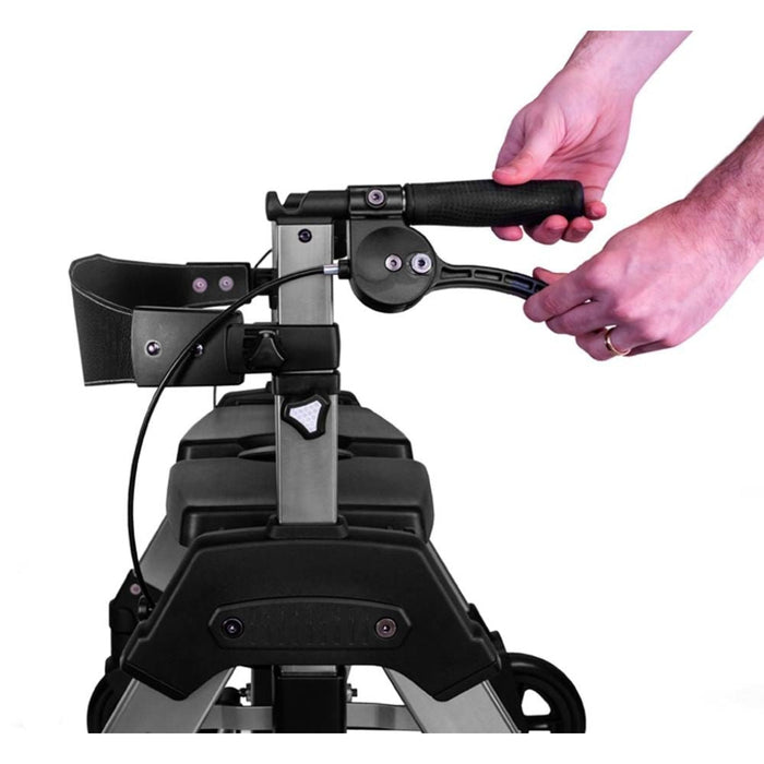 Close up of the handle and brake system