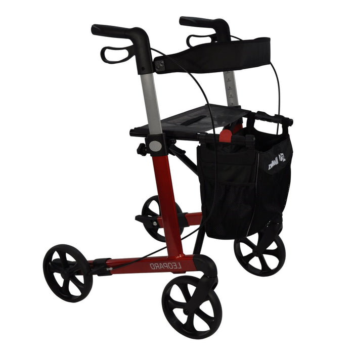 Mobilex Leopard Rollator shown in red