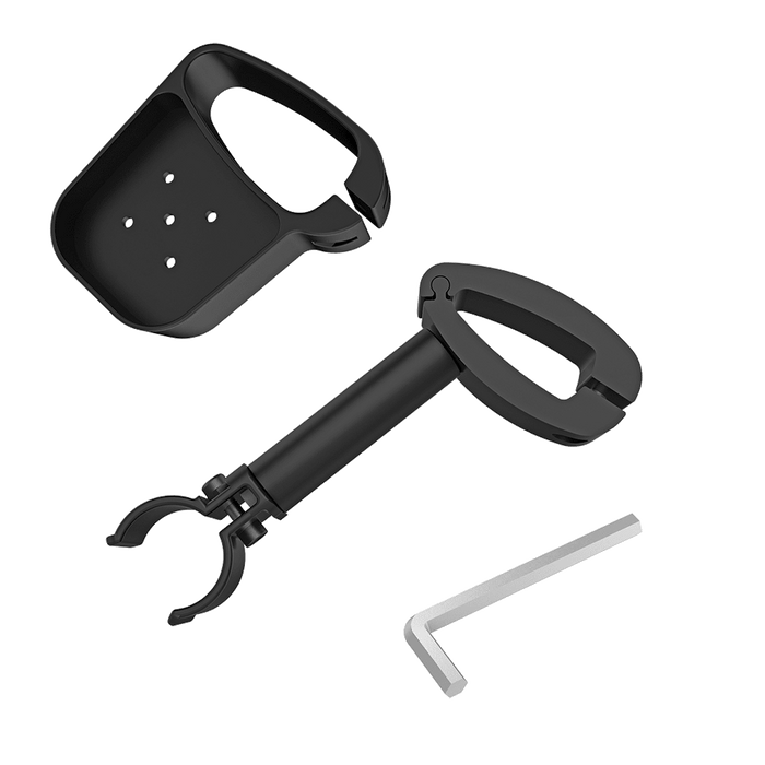 Crutch holder for Rehasense Navigator rollator.  Two pieces and allen key shown