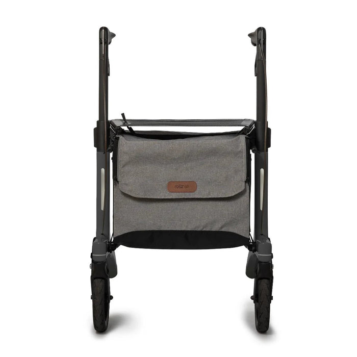The front and bag of the Rollz Air Rollator in Coal Black