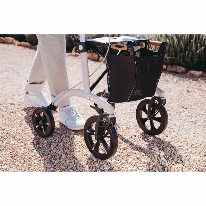 Saljol Allround rollator in Pearl Grey folded at Assist Mobility