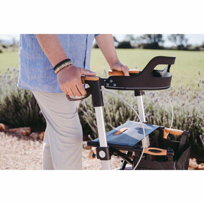 Close up of the backrest for a Saljol Rollator