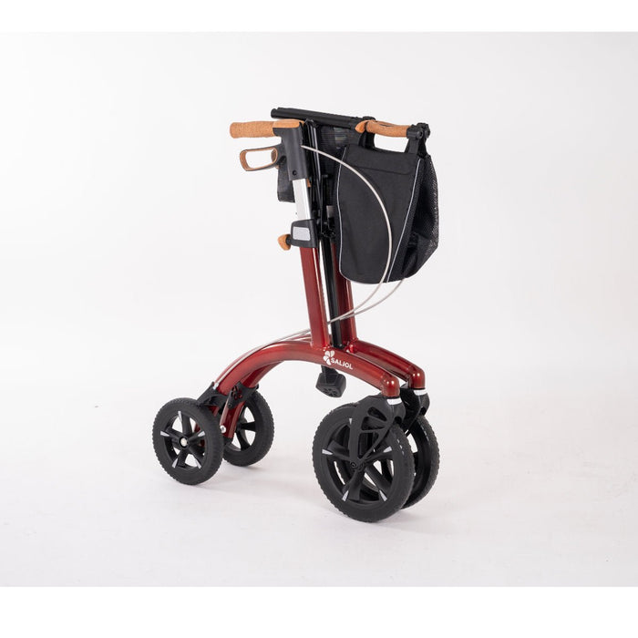 Saljol Allround rollator in Barolo Red folded at Assist Mobility
