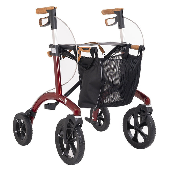Side view of the Saljol carbon rollator in copper red 