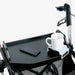 Sunrise Medical rollator tray showing a mobile phone resting neatly and a cup in the handy cup holder