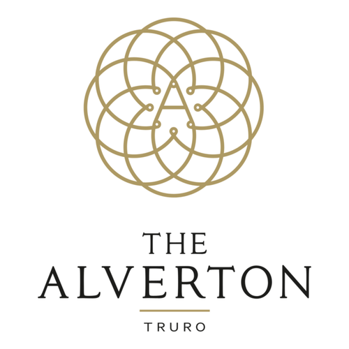 Logo of The Alverton Truro with a geometric design and text on a white background