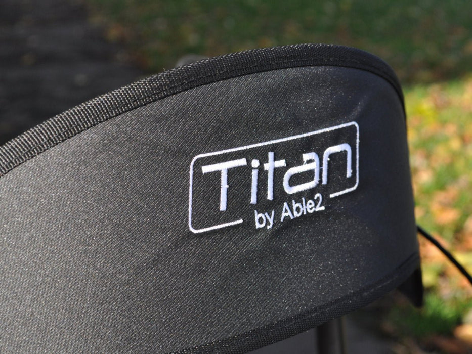close up of the titan carbon rollator backrest at Assist Mobility