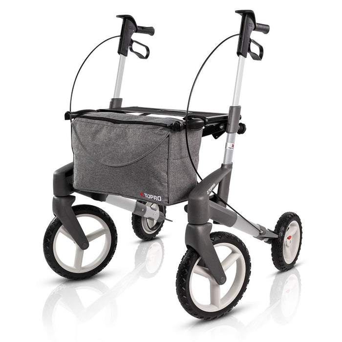 TOPRO Olympos ATR rollator with off-road wheels, silver coloured 