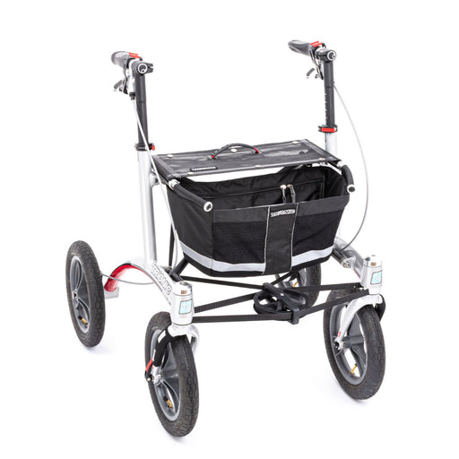 Trionic walker with 12 inch pneaumatic tyres at Assist Mobility with black bag