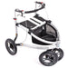 Trionic stroller with black seat and wheels on a white background