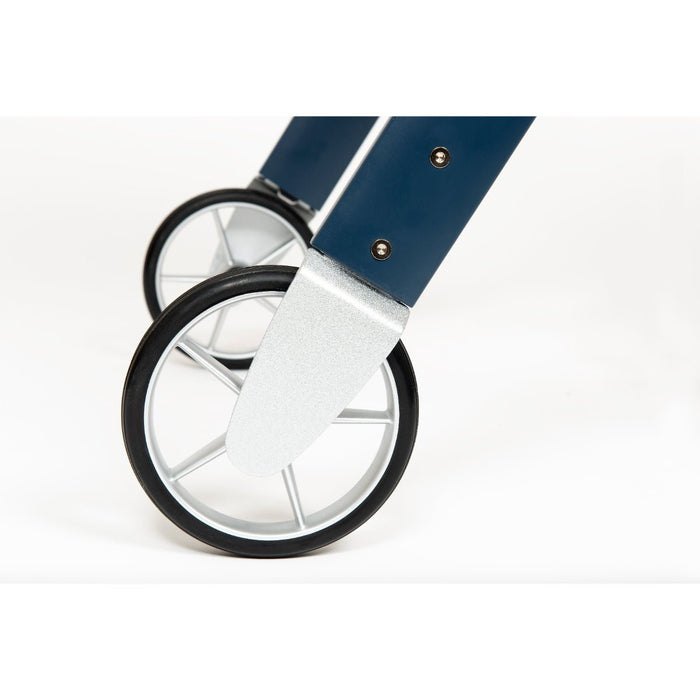 Close up of Let's Dream Blue frame and wheels