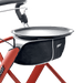 Close up of the Lets Dream rollator in Sunset tray and handy basket for transporting items