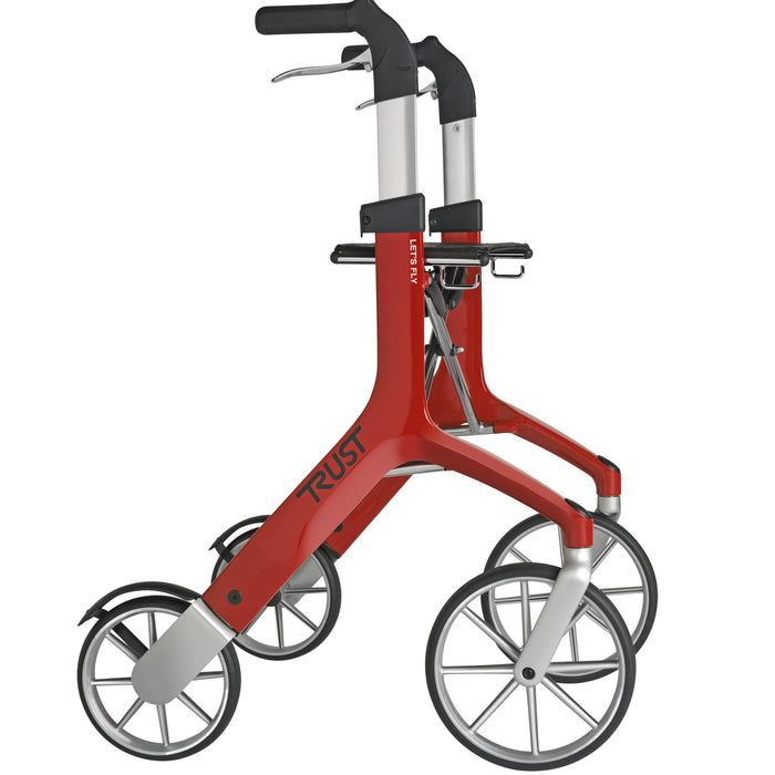 Lts Fly rollator in stylish red .  Simple and chic with the latest design.