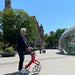 Sightseeing with the Trust Care  Lets Fly rollator in red.  