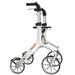 Lets Fly rollator in White showing side view with impressive large front wheels.