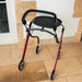 The Trust Care Let's Go Indoor rollator in red from behind.