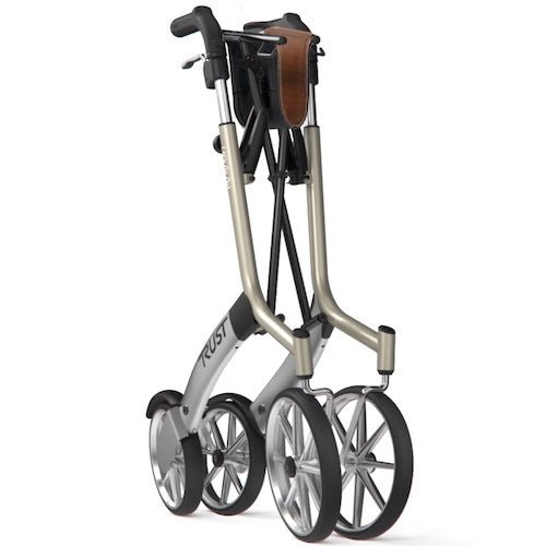 Trust care Lets Go Out Rollator in a folded position.