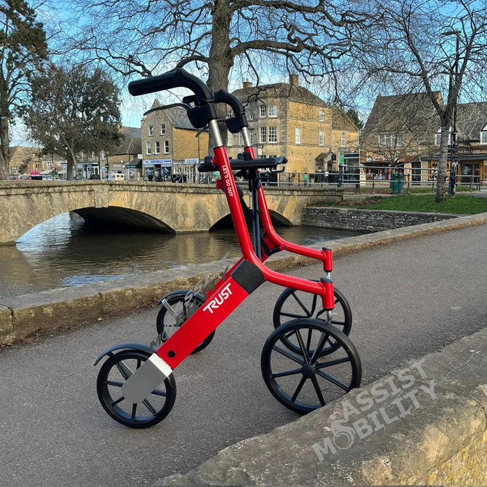 Trust Care - Let's Go Out rollator - Red in the Cotswolds - Assist Mobility