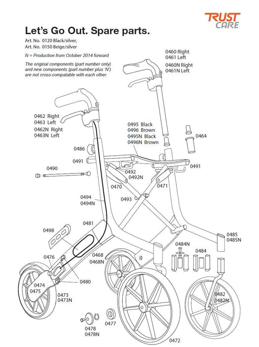 Trust Care Lets Go Out Rollator Spare Parts