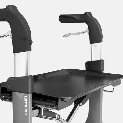 Close-up of a tray for Trust Care rollators 