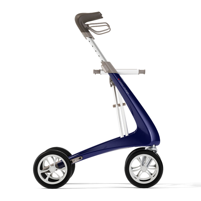 Side profile of the new Blue Ultrlaight rollator from byACRE