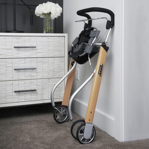 The Lets Go rollator neatly folded ready to be used.