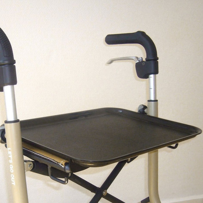 Trust Care tray to transport your items around safely and easily.  Sits comfortable on the seat of the rollator.