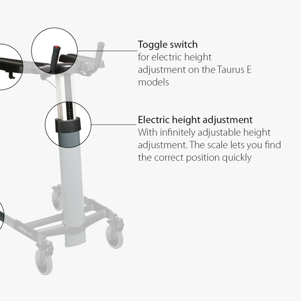 TOPRO_Taurus_E_Basic_Walker_Important_Features toggle switch and electric height adjustment