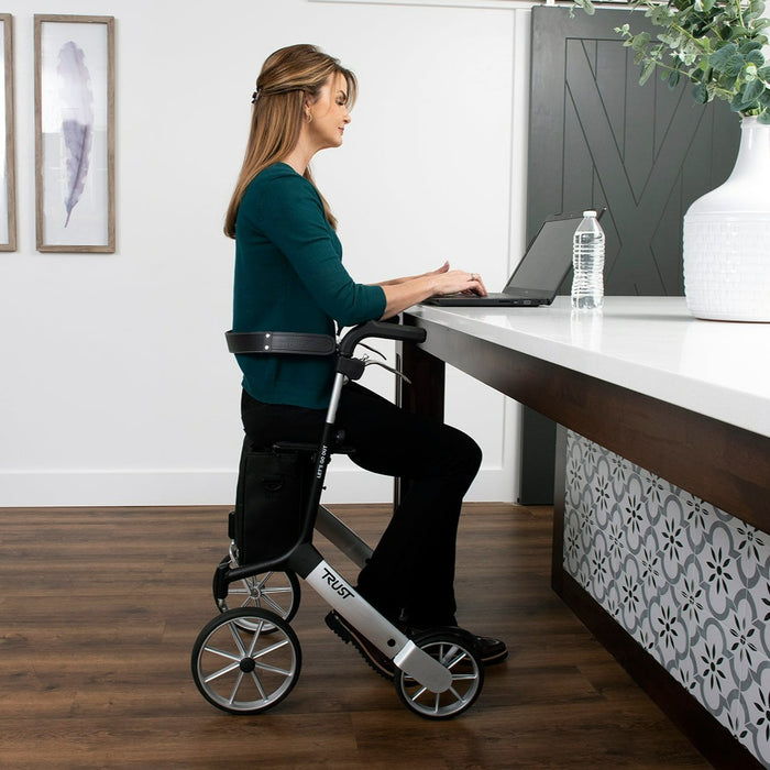 Trust Care Let's Go Out Rollator in Black/Silver with backrest | Assist Mobility 